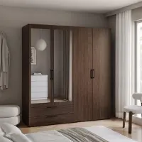 Idohome Armoire LORI avec miroir, 181 cm, étagères et penderie, de Villa Nussbaum