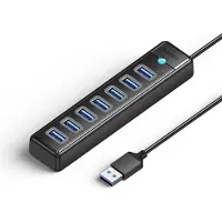 ORICO Hub 7 ports USB-A 3.0 avec alimentation USB-C, 5Gbps Datenrate, Supporte 6x disques durs 2,5" de 1TB, affichage LED, câble de 1m, design CE