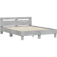 vidaXL Cadre de lit avec tête de lit gris béton 140x190 cm Bois composite