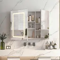 ProximaX Armoire miroir LED pour salle de bain, 70 cm, avec fonction anti-buée, double miroir et étagères