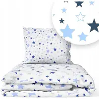 ANKRAS Parure de lit enfant 120x160cm Bleu Étoiles