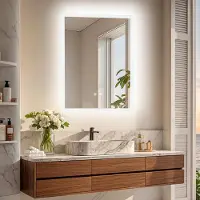 StarTech.com Miroir de salle de bain LED - Miroir mural rectangulaire - 60x80 cm - 3 températures de couleur : 3000K/4000K/6000K - Anti-buée avec capteur tactile - Verre trempé, indice de protection IP44