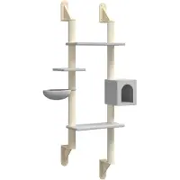 vidaXL Arbre à chat avec colonne griffoir montage mural gris clair 180 cm