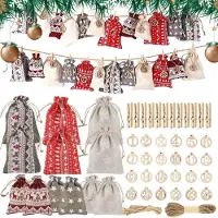 Sonstiges Calendrier de l'Avent à remplir pour 2026, comprenant 24 petits sacs en tissu avec des accessoires, de couleurs variées