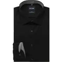 Olymp Level Five Body Fit Chemise noir, Unicolore