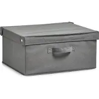 Zeller Boîte de rangement avec couvercle, pliable, gris, 41 x 35 x 20 cm, 14606