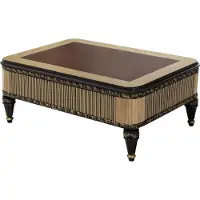 Casa Padrino Luxe Table basse Baroque Marron / Noir / Or - Table de salon somptueuse de style baroque - Meubles de salon de style baroque - Meubles baroques - Meubles de luxe de style baroque