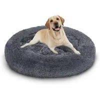 Jayseuw Lit pour chien Peluche Dormir Coussin pour chien Lit pour chat Lavable antidérapant confortable 60cm Gris foncé
