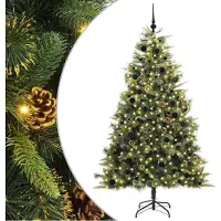 Syfax Sapin de Noël artificiel avec branches pliables et cônes 240 cm