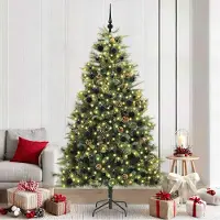 vidaXL Meubles haut de gamme Sapin de Noël artificiel pliant avec pommes de pin Vert 240 cm - 3395526