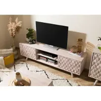 MASSIVMOEBEL24.DE MASSIVMOEBEL24 | Meuble TV en bois d'acacia laqué blanc MOSAYK #211