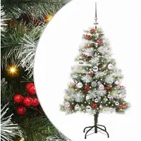 Syfax Sapin de Noël artificiel Vert et blanc 120 cm