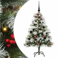 Syfax Sapin de Noël artificiel Vert et blanc 120 cm