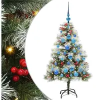 Syfax Sapin de Noël artificiel Vert et blanc 120 cm