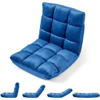 Costway Chaise de sol avec dossier réglable, fauteuil de sol rembourré, coussin de sol pliable, chaise de méditation, fauteuil de relaxation, coussin thaï, bleu