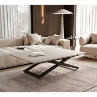 Idohome Table basse extensible ARIA, réglable en hauteur, table pour salon, table multifonctionnelle – Noir / Cachemire