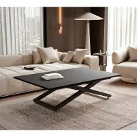 Idohome Table basse extensible ARIA, réglable en hauteur, table pour salon, table multifonctionnelle – Noir / Noir