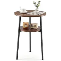 Costway , table basse ronde, diamètre 39 cm, table d'appoint avec 2 niveaux, table de salon avec cadre en acier, petite table pour canapé, table basse moderne pour salon