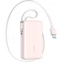 JOYROOM Batterie externe JR-PR2L 10000mAh 35W avec câble USB-C rétractable intégré et câble USB-C de connexion - rose