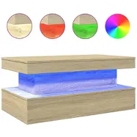 vidaXL Table basse avec lampes LED Chêne Sonoma 90x50x40 cm