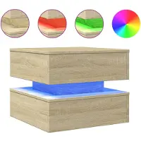 vidaXL Table basse avec lampes LED Chêne Sonoma 50x50x40 cm
