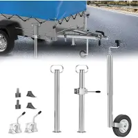 XMTECH Roue jockey de remorque automatique, roue jockey 150kg avec kit de montage, pour remorque de voiture, diamètre de tube Ø 48mm, avec support de serrage roue de roulement