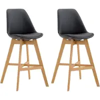 BellaFurn set de 2 tabourets de bar - tabouret en bois - excellent confort d'assise | Couleur : noir | Couleur d'habillage : naturel