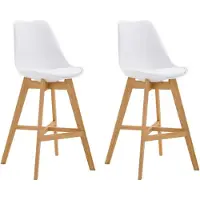 BellaFurn ensemble de 2 tabourets de bar - Tabouret - Grand confort d'assise, design moderne et robuste | Couleur : Blanc | Couleur de l'habillage : Naturel