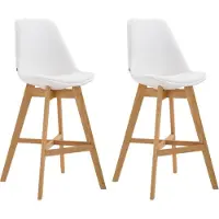 BellaFurn set de 2 tabourets de bar - tabouret en bois - excellent confort d'assise | Couleur : blanc | Couleur d'habillage : naturel