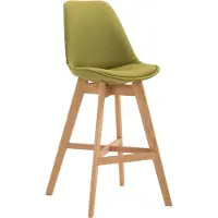 BellaFurn Tabouret de bar avec rembourrage en tissu - ottomane - grand confort d'assise - structure en chêne | Couleur : vert | Couleur des vêtements : naturel