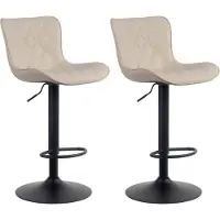 BellaFurn set de 2 tabourets de bar - Tabouret haut - Design moderne, hauteur réglable & pivotant à 360° | Couleur : crème | Matériau : Similicuir