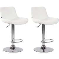 BellaFurn ensemble de 2 tabourets de bar - tabourets hauts - similicuir facile d'entretien | Couleur : blanc | Couleur de base : chrome