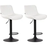 BellaFurn ensemble de 2 tabourets de bar - tabourets hauts - similicuir facile d'entretien | Couleur : blanc | Couleur de base : noir