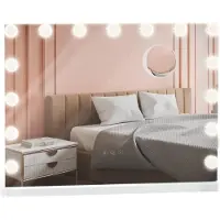 BellaFurn Miroir de courtoisie - miroir de courtoisie - grossissement 10x et éclairage LED | Couleur : blanc
