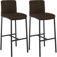 BellaFurn ensemble de 2 tabourets de bar - Tabouret - Assise rembourrée confortable, design moderne, tissu marron