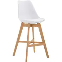 BellaFurn Tabouret de bar - Tabouret haut - Assise confortable, design moderne, piètement | Couleur : blanc | Couleur des vêtements : naturel