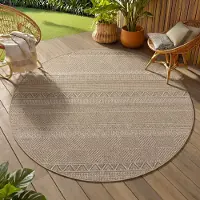 Teppium Tapis Rond Extérieur 80 cm Beige Résistant UV Boho Scandinave