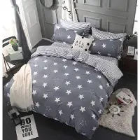 Famanu Couverture double 135 x 200 cm en microfibre à motif étoiles, gris anthracite, pour enfant, avec fermeture éclair, collection Basis