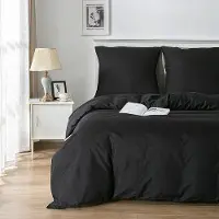 Famanu Ensemble de literie , 135 x 200 cm, 3 pièces, noir, microfibre avec fermeture à glissière