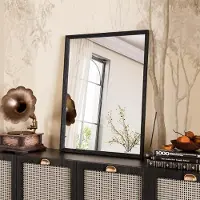 Sonstiges Miroir de salle de bain, 40x50 cm, noir, rectangulaire, imitation bois, verre de sécurité, résistant à l'eau