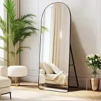 Sonstiges Miroir mural complet, dimensions 180 x 65 cm, cadre en aluminium noir, à fixer au mur ou à poser