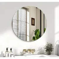 Sonstiges Miroir de salle de bain rond, diamètre 50 cm, sans cadre, qualité HD, résistant aux chocs, miroir mural