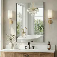 Sonstiges Miroir de salle de bain, 60x80 cm, rectangulaire, noir, anti-buée, montage sans outil, résistant à la rouille, durable