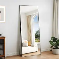 Sonstiges Miroir de plein corps, 179 x 65 cm. Miroir sur pied, miroir mural, cadre en aluminium, couleur noire. Peut être suspendu, posé ou incliné