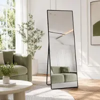 Sonstiges Miroir mural complet, dimensions 140 x 50 cm, en aluminium noir, à suspendre ou à poser