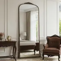 Sonstiges Miroir mural complet, dimensions 205x105 cm, verre HD, forme incurvée, finition bronze