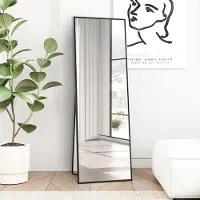 Sonstiges Miroir de pied, cadre métallique, 150x40 cm, miroir pleine longueur, noir, à poser ou à suspendre