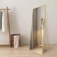 Sonstiges Miroir de pied 140x50 cm, cadre en métal doré, miroir pleine longueur, alliage d'aluminium, verre trempé, utilisable en pied ou à suspendre