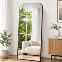 Sonstiges Miroir mural corporel, dimensions 192 x 85 cm, miroir en verre trempé, couleur noire