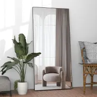 Sonstiges Miroir mural complet, dimensions 165 x 60 cm. Miroir au sol, en aluminium noir, conçu pour être posé ou accroché